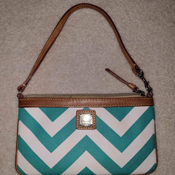 Dooney & Bourke Designer Striped Wristlet Clutch Handbag Purse - Picture 1 of 5